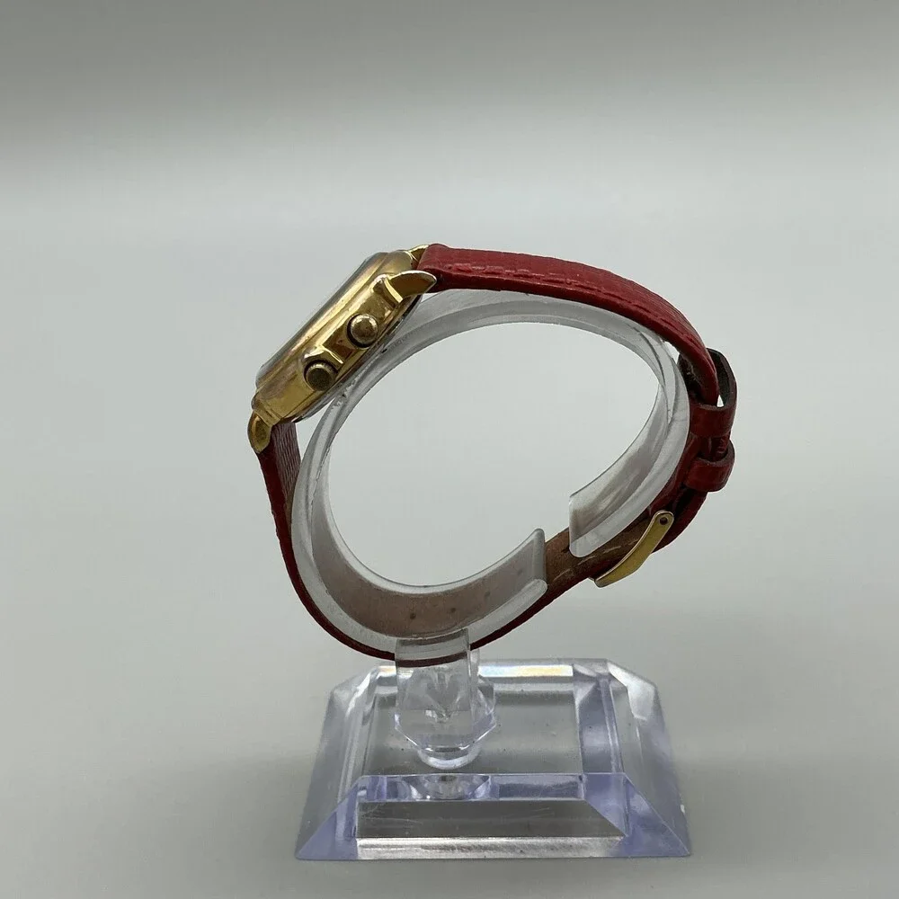 Eddie Bauer Womens Watch 28mm White Dial Red Leather Luminous 50M New Battery